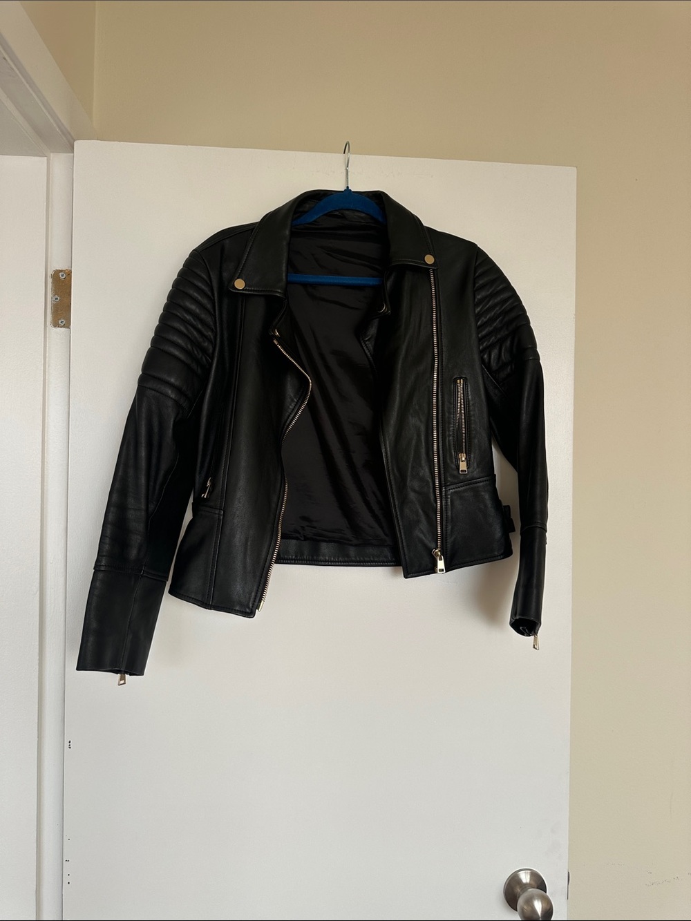 Women’s Black Leather Moto Jacket